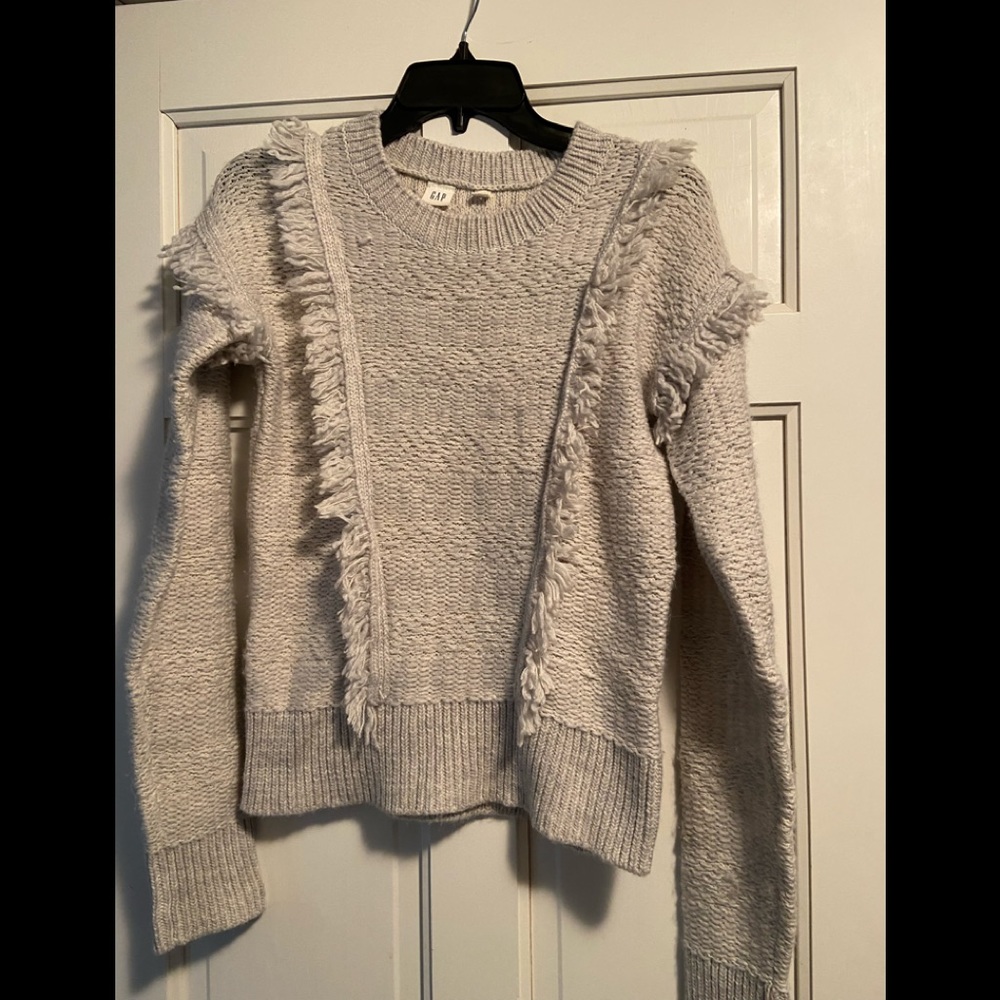 Gap gray sweater with fringe